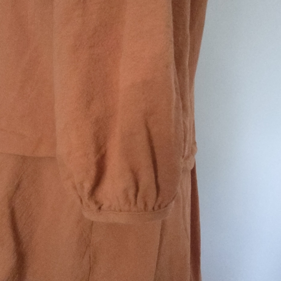 Elegant Rust Button-Up 3/4th Sleeve Tunic Top - Picture 5 of 7